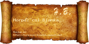Horpácsi Bianka névjegykártya